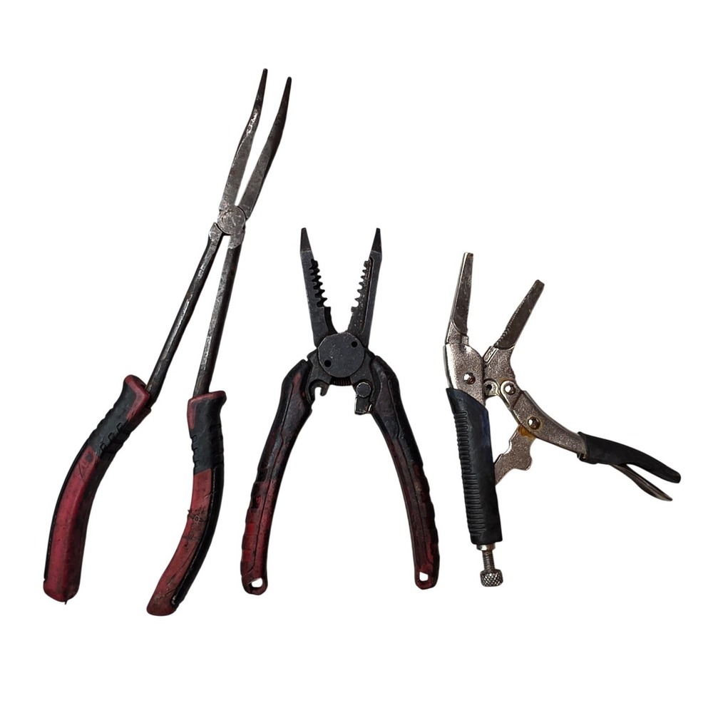 Hyper Tough Long Reach Pliers‎ Wire Stripper and Locking Pliers Tool Lot 3pc